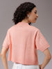 Women's Pink Relaxed Fit Solid Sweater