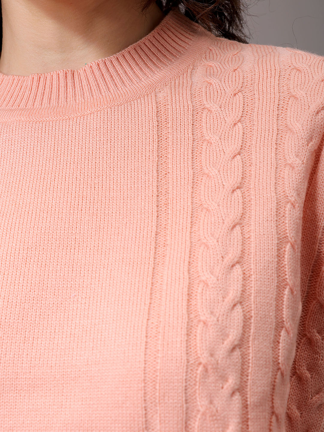 Women's Pink Relaxed Fit Solid Sweater