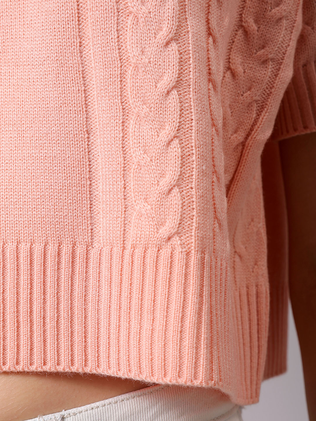 Women's Pink Relaxed Fit Solid Sweater