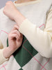 Women's Off White Relaxed Fit Argyle Sweater