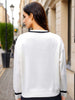 Women's Off White Loose Fit Solid Sweater