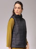 Women's Black Regular Fit Solid Regular Quilted Jacket