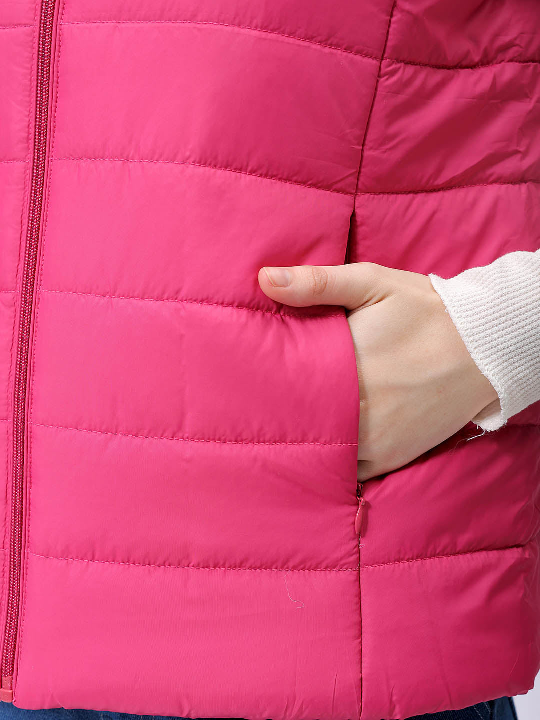 Women's Pink Regular Solid Quilted Jacket