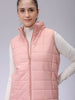 Women's Pink Regular Solid Quilted Jacket