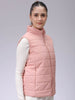 Women's Pink Regular Solid Quilted Jacket