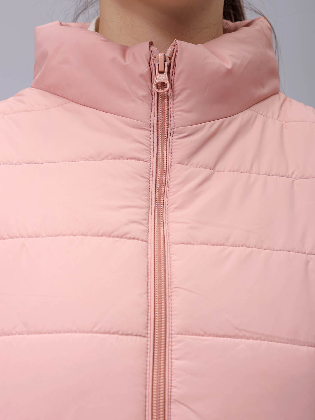 Women's Pink Regular Solid Quilted Jacket