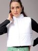 Women's White Regular Fit Solid Cropped Quilted Jacket