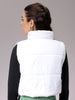 Women's White Regular Fit Solid Cropped Quilted Jacket