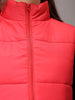 Women's Red Regular Fit Solid Cropped Quilted Jacket