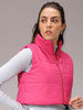 Women's Pink Regular Fit Solid Cropped Quilted Jacket