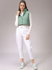 Women's Green Regular Fit Solid Cropped Quilted Jacket