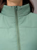 Women's Green Regular Fit Solid Cropped Quilted Jacket