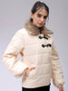 Women's Yellow Relaxed Fit Solid Puffer Jacket