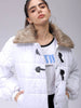 Women's White Relaxed Fit Solid Puffer Jacket