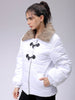 Women's White Relaxed Fit Solid Puffer Jacket
