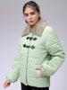 Women's Green Relaxed Fit Solid Puffer Jacket