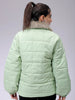 Women's Green Relaxed Fit Solid Puffer Jacket