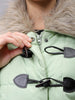 Women's Green Relaxed Fit Solid Puffer Jacket