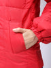 Women's Red Relaxed Fit Solid Puffer Jacket