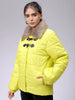 Women's Yellow Relaxed Fit Solid Puffer Jacket