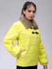Women's Yellow Relaxed Fit Solid Puffer Jacket