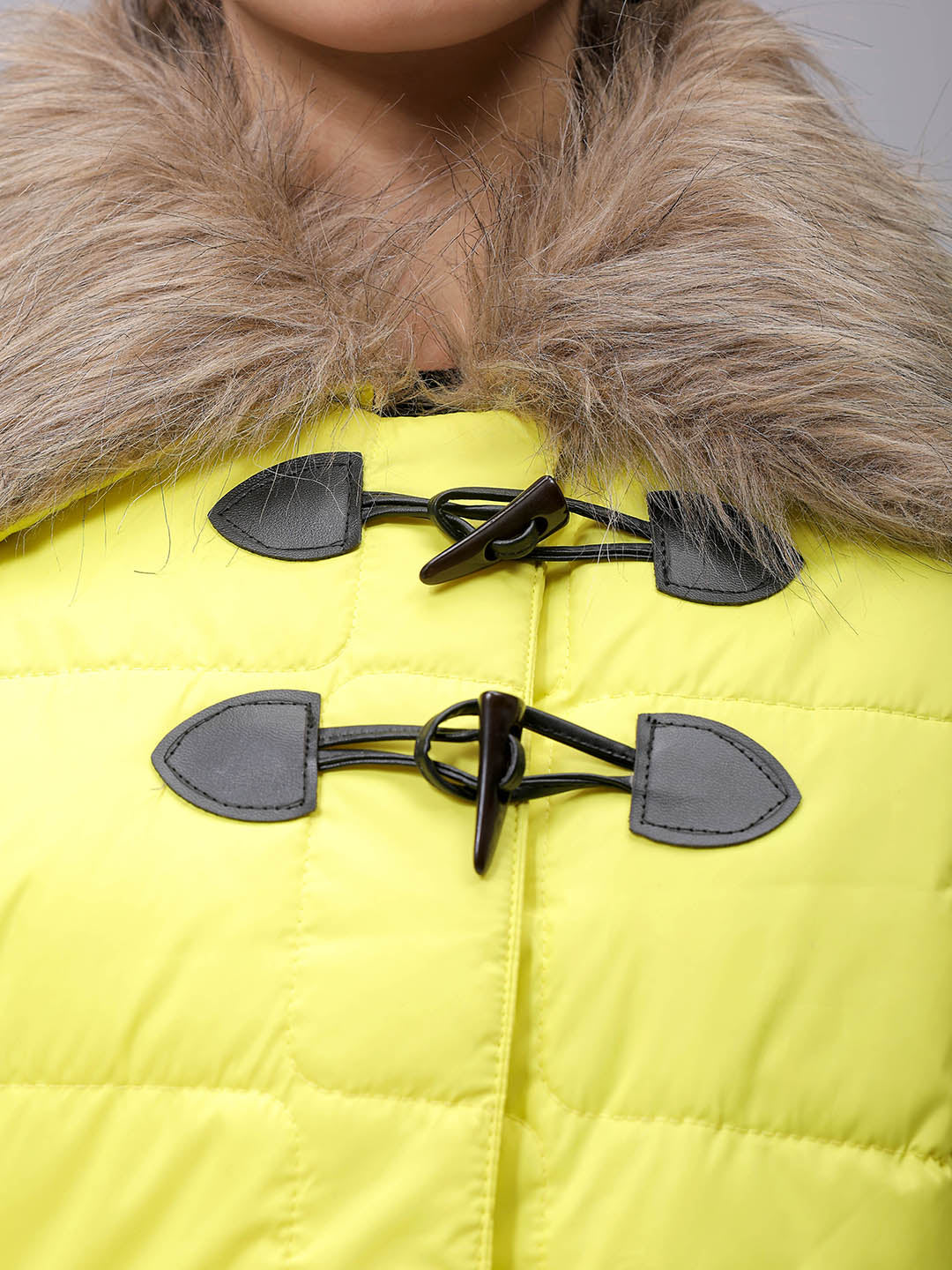 Women's Yellow Relaxed Fit Solid Puffer Jacket