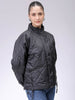 Women's Black Relaxed Solid Quilted Jacket