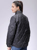 Women's Black Relaxed Solid Quilted Jacket