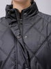 Women's Black Relaxed Solid Quilted Jacket