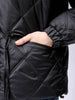 Women's Black Relaxed Solid Quilted Jacket