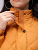 Women's Mustard Relaxed Solid Quilted Jacket