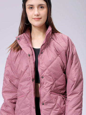 Women's Purple Relaxed Solid Quilted Jacket