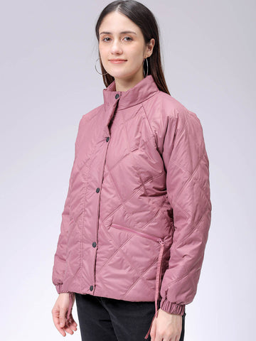 Women's Purple Relaxed Solid Quilted Jacket