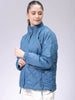 Women's Blue Relaxed Solid Quilted Jacket