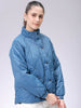 Women's Blue Relaxed Solid Quilted Jacket