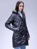 Women's Black Relaxed Fit Solid Puffer Jacket
