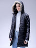 Women's Black Relaxed Fit Solid Puffer Jacket