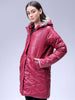 Women's Maroon Relaxed Fit Solid Puffer Jacket