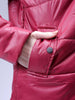 Women's Maroon Relaxed Fit Solid Puffer Jacket