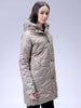 Women's Beige Relaxed Fit Solid Puffer Jacket
