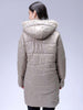 Women's Beige Relaxed Fit Solid Puffer Jacket