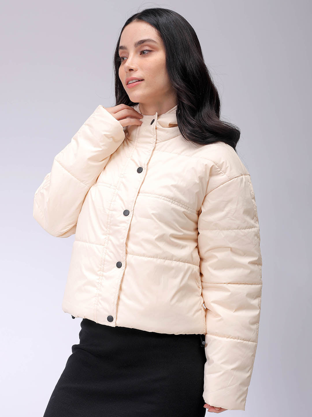 Women's Yellow Relaxed Solid Quilted Jacket