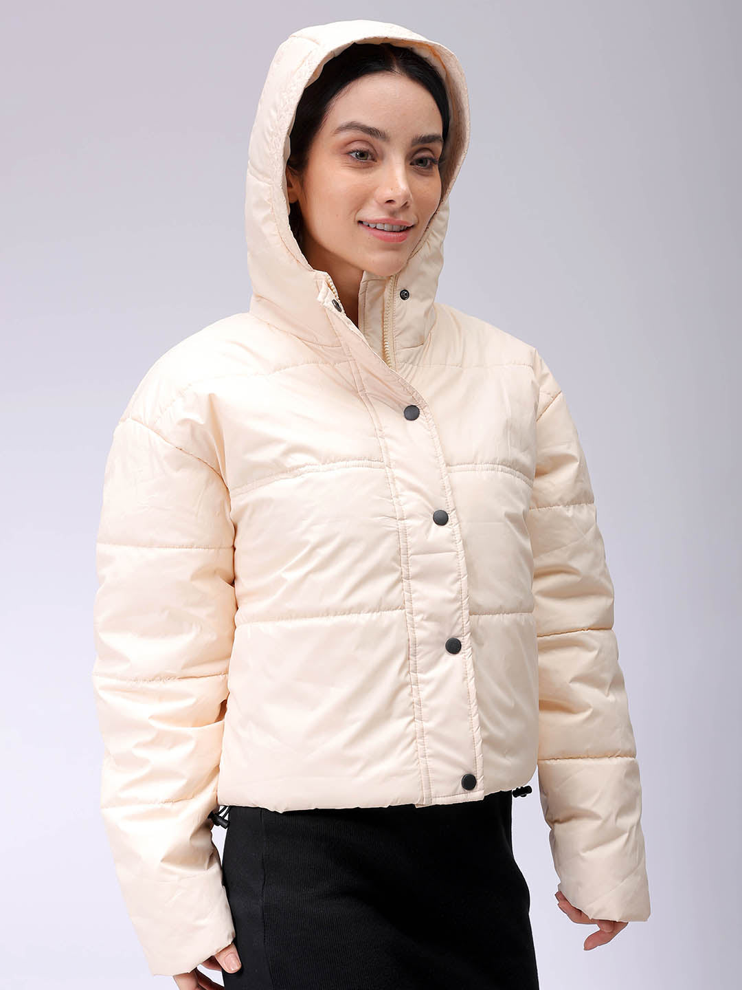 Women's Yellow Relaxed Solid Quilted Jacket
