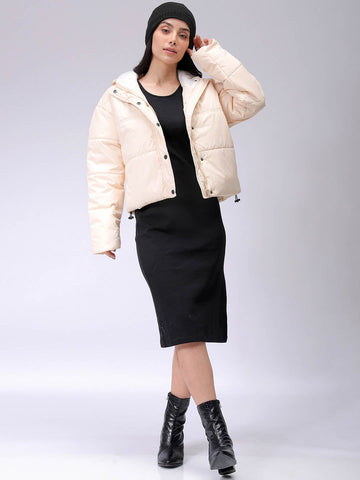 Women's Yellow Relaxed Solid Quilted Jacket