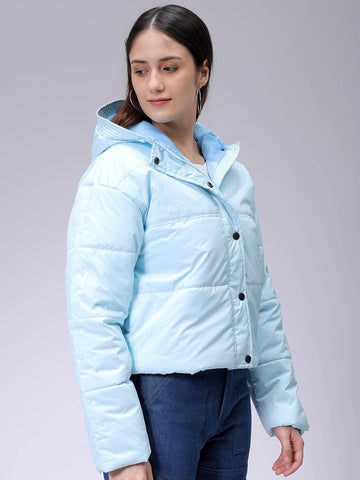Women's Regular Fit Solid Hooded Puffer Jacket