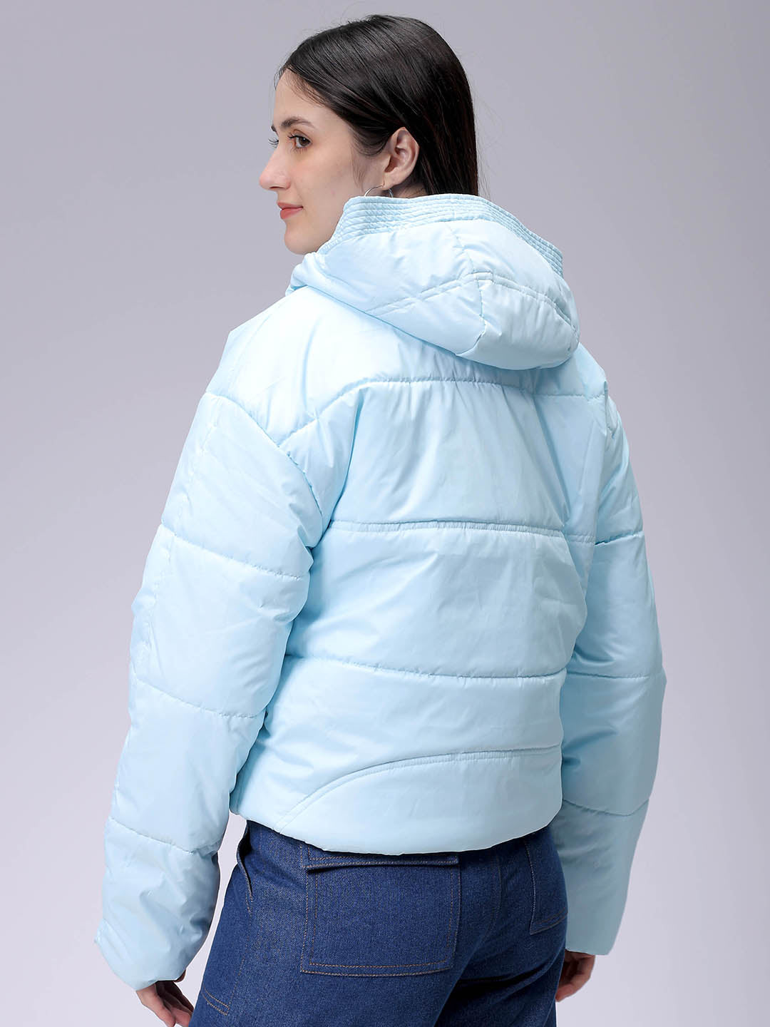 Women's Regular Fit Solid Hooded Puffer Jacket