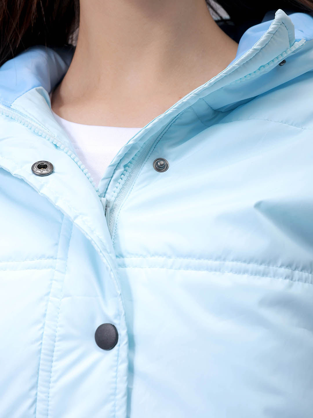 Women's Regular Fit Solid Hooded Puffer Jacket