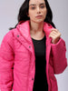 Women's Pink Relaxed Solid Quilted Jacket