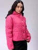 Women's Pink Relaxed Solid Quilted Jacket