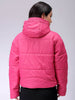 Women's Pink Relaxed Solid Quilted Jacket